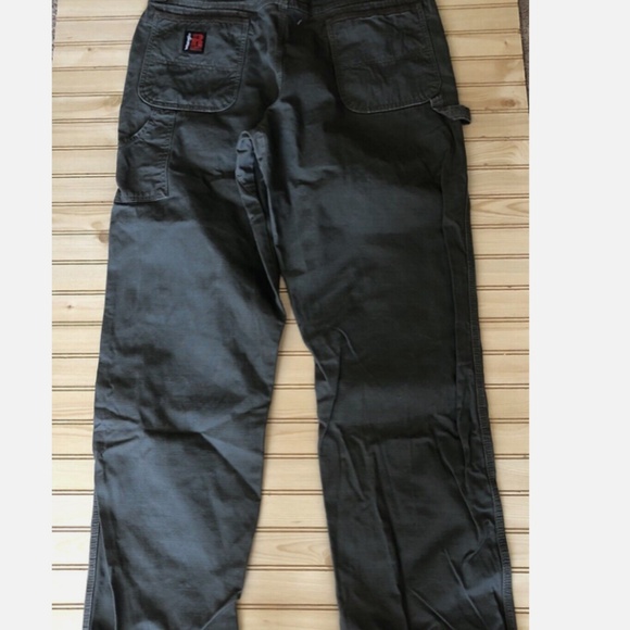 Wrangler Riggs Workwear Olive Green Canvas Ripsop Carpenter Workpants Men 38x32 - Picture 5 of 12